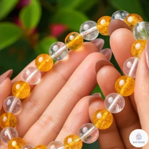 Clear Quartz & Citrine Bracelet 8mm - Certified Pre-Activated Crystal Combo for Manifestation & Positive Energy